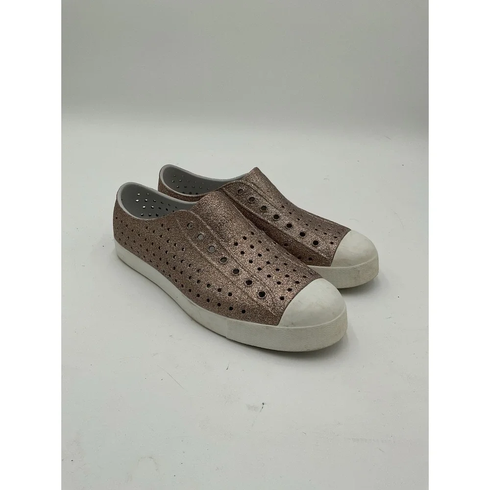 Kids Native Jefferson Bling Gold/Silver Shimmer Shoes size J6